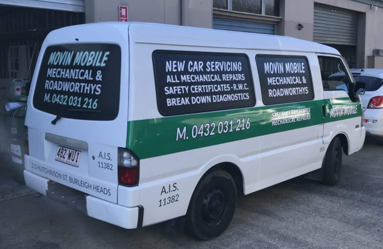 Movin Mobile mechanic working on a customer's car on the Gold Coast